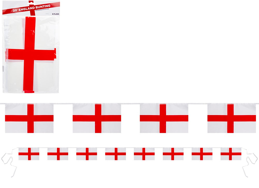St George Plastic Bunting with 8 Flags 12 x 8