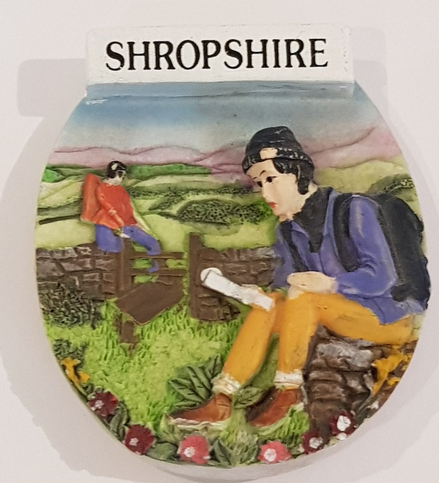 Ceramic Fridge Magnet - Shropshire Hiker
