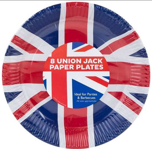 Union Jack 9 Paper Plates 8 Pack