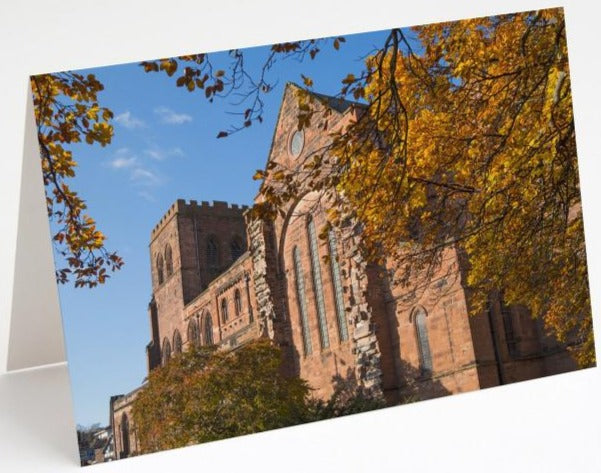 Autumn at Shrewsbury Abbey Blank Shrewsbury Greetings Card