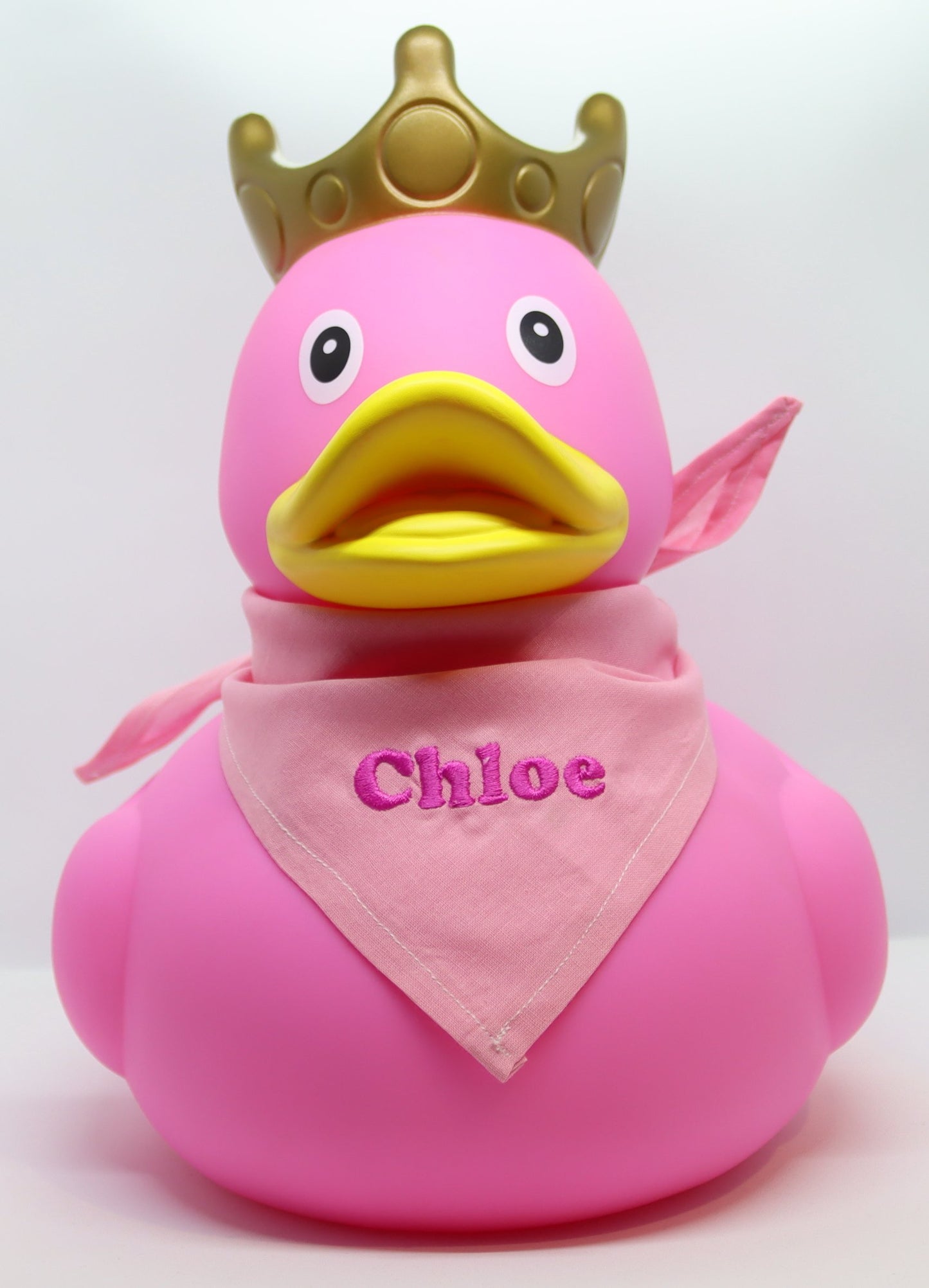 XXL Pink Rubber Duck with Crown and Embroidered Bandana, 25 cm By Lilalu