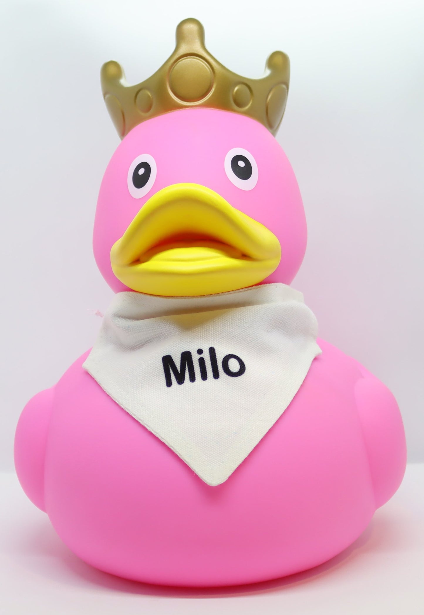 XXL Pink Rubber Duck with Crown and Personalised Bandana, 25 cm By Lilalu