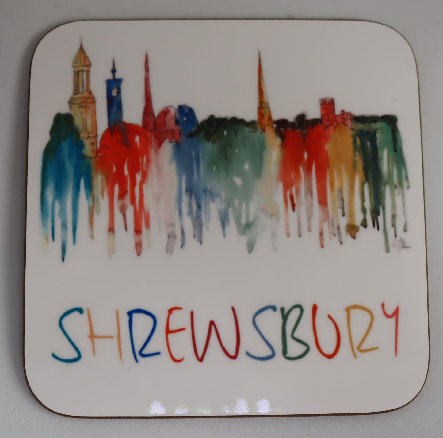 Shrewsbury Coaster - Shrewsbury Rainbow Watercolour