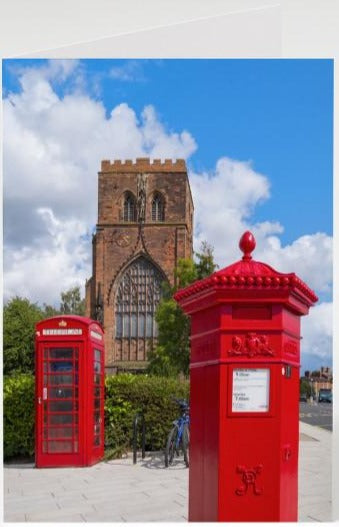 Penfold Pillar Box outside Shrewsbury Abbey Blank Shrewsbury Greetings Card