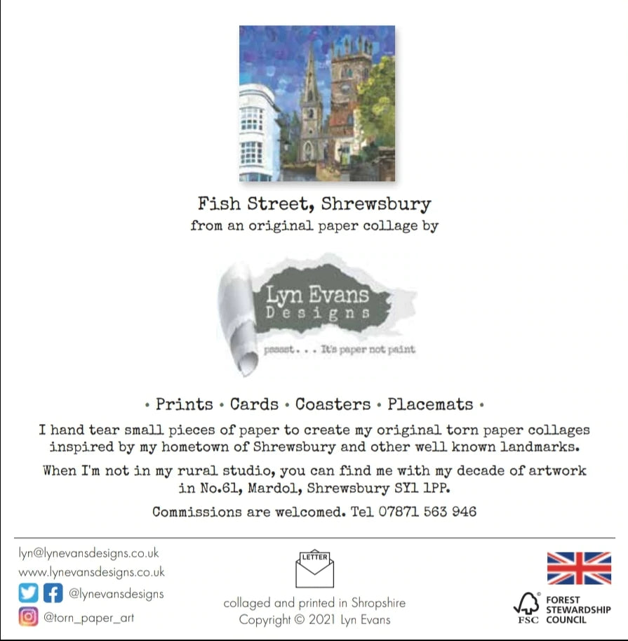Fish St Churches Shrewsbury Greetings Card Designed by Lyn Evans