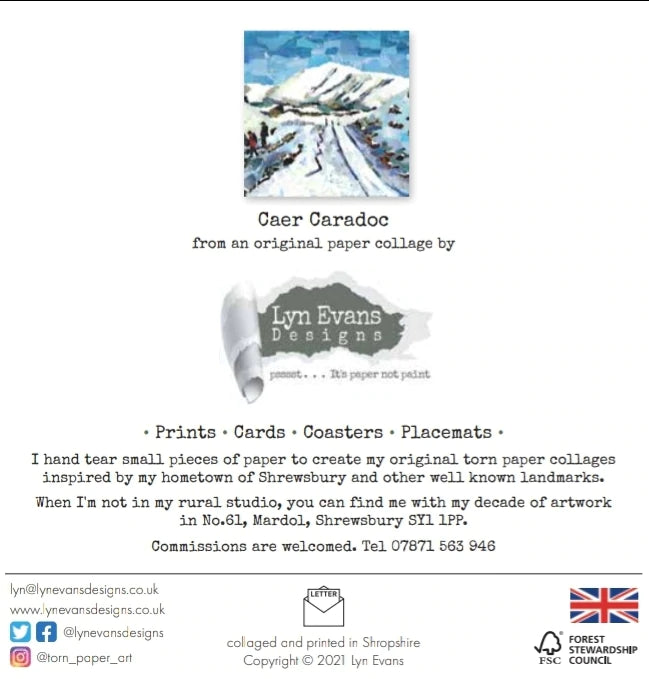 Caer Caradoc Shropshire Greetings Card Designed by Lyn Evans